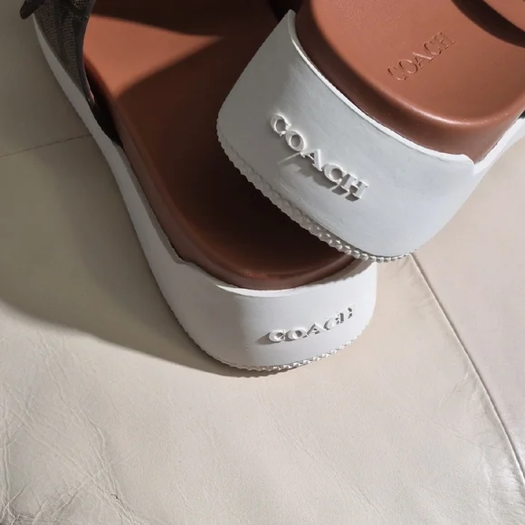 Coach Tan and Brown Slide Sandals - Picture 4 of 13